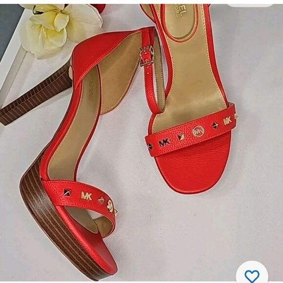Michael Kors Sangria platform Sandal RED Leather NEW WITH DUSTBAG ❤️ - Picture 1 of 10